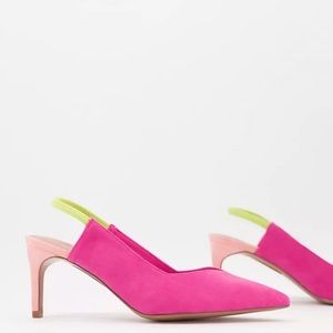 Wide fit cute pink slink back heels!